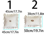housse coussin brodé motif floral vintage blanc polyester coton lit 45x45 30x50 fixations
