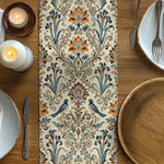 tableau chemin table floral oiseaux beige bleu orange marron classique résistant l'eau sans odeur
