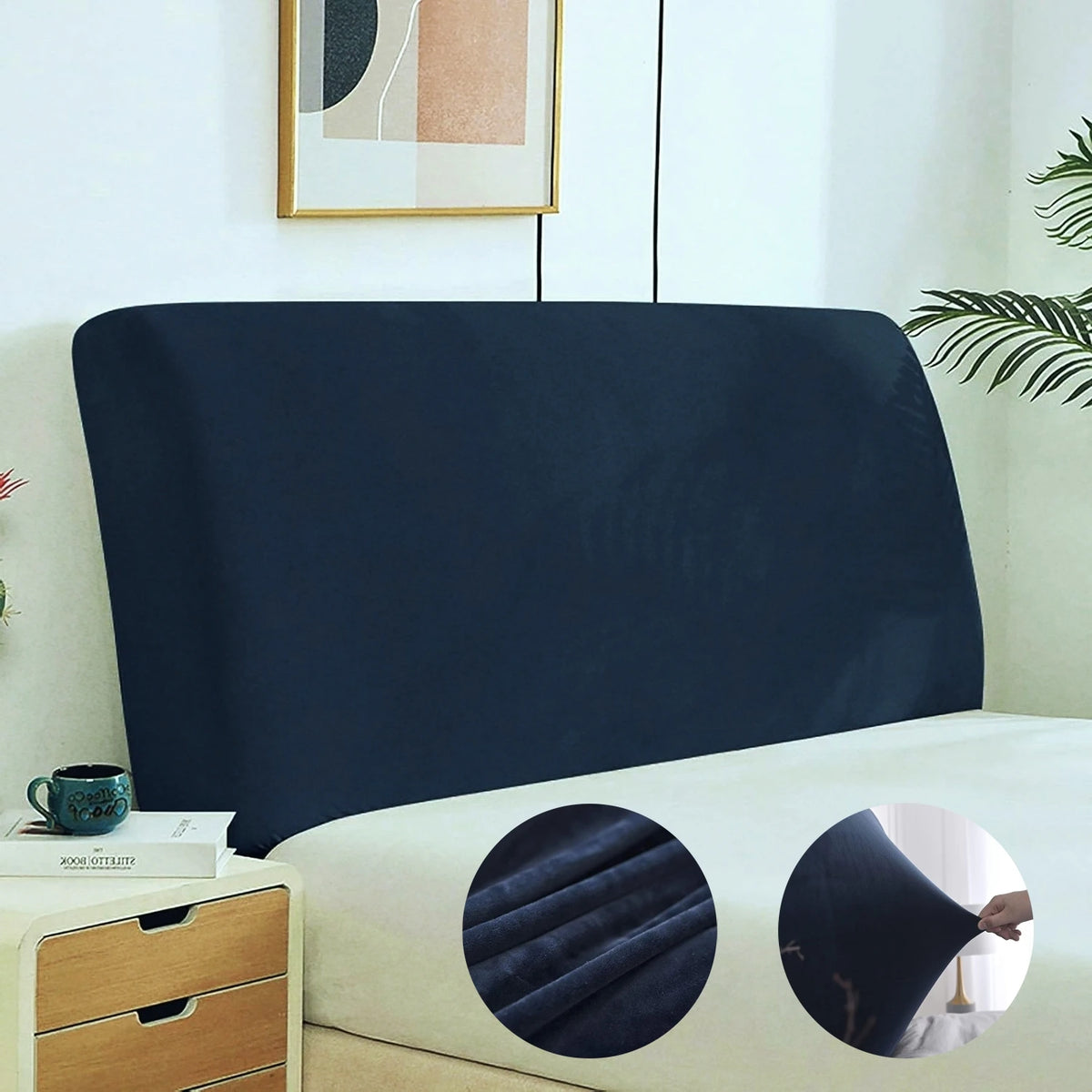 couvre tête lit velours beige moderne adhésif protection chambre maison 200cm
