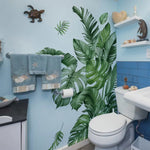 sticker mural moderne feuilles tropicales grandes tailles décoration maison autocollant vert blanc 3d removable