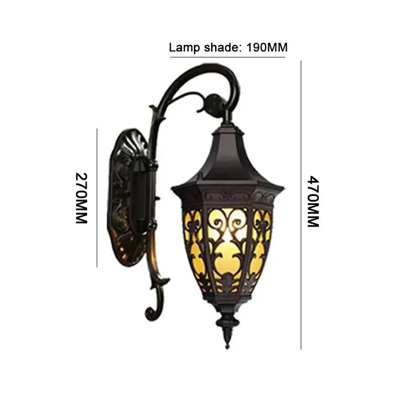 lampe murale classique ornée motifs floraux fixation noir ip65 ledextérieur résistante mưa