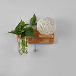 lampe murale scandinave bois naturel feuilles vertes plante boule lumineuse chaîne éclairage chambre salon