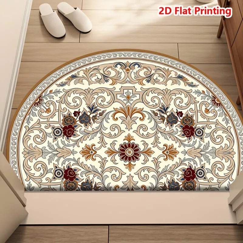 tapis semi circulaire antidérapant motifs floraux couleurs vives intérieur extérieur bohème moderne traditionnel polyester