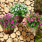 décoration extérieure bouquet artificiel fleurs simples feuilles vertes moderne blanc vert