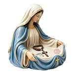 organisateur religieux statue vierge marie résine bleu crucifix chapelet bijoux bague
