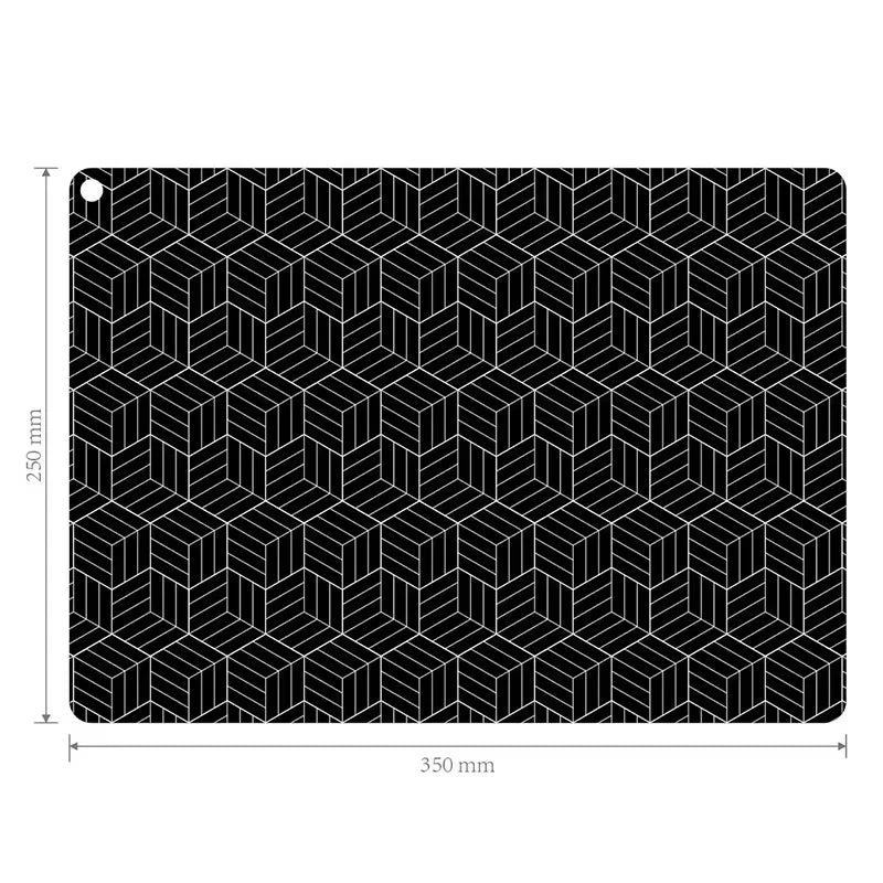 tapis protection silicone induction moderne noir blanc motif cubes adhésif cuisine