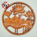 décoration murale bois sculpté oiseaux poissons fleurs traditionnelle circulaire animal compagnie