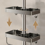 étagère douche moderne aluminium gris lisse salle bain fixée sans percer plateau shampooing cosmétique
