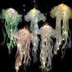 méduses lumineuses multicolores translucides chaînes suspendues veilleuses décoratives chambre filles