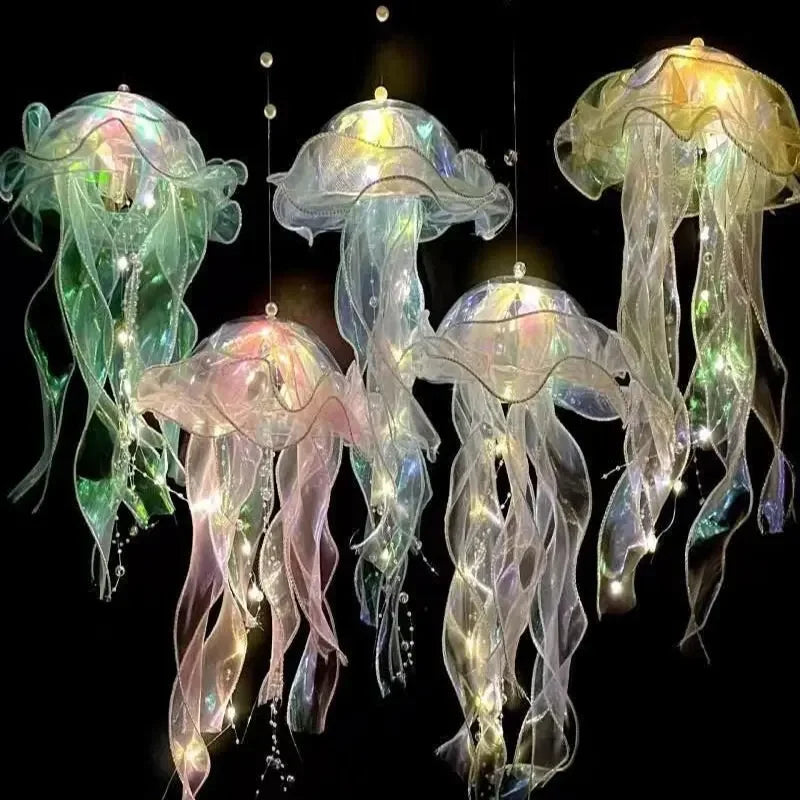 méduses lumineuses multicolores translucides chaînes suspendues veilleuses décoratives chambre filles