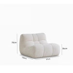 Fauteuil moderne tissu bouclé beige clair coussins d'assise dossier minimaliste
