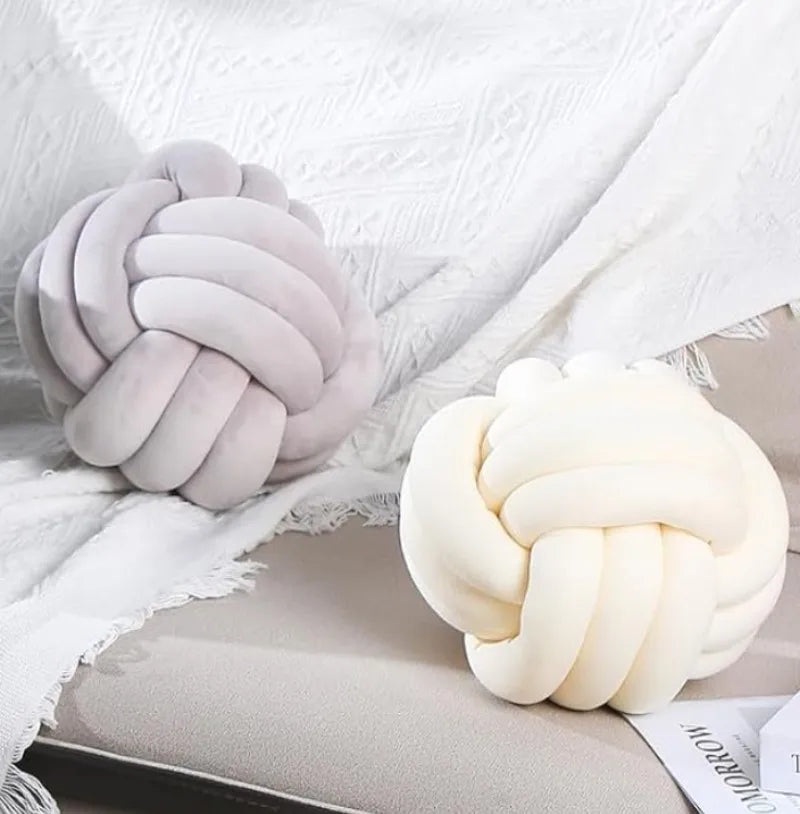 coussin décoratif rond peluche doux nœud décoration lit chambre enfant