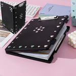 porte dossiers a4 moderne bleu clair vert rose jaune violet clips métalliques points blancs
