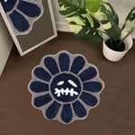 tapis sol moderne motif fleurs visage souriant antidérapant salle bain chambre