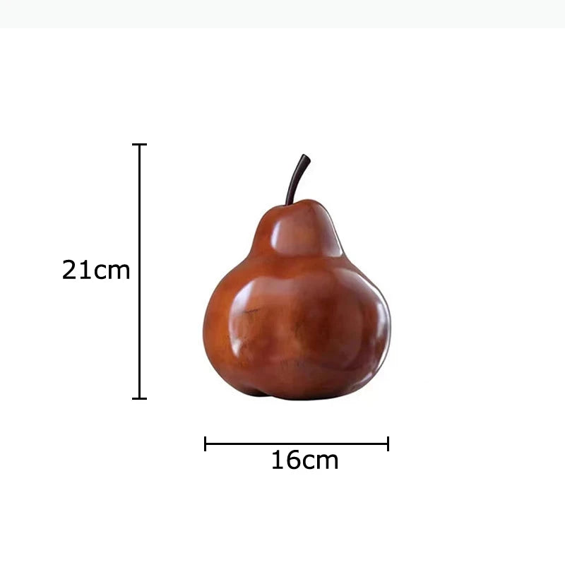 sculpture poire marron cuivré moderne décoration intérieure réaliste dimension 45cm 34cm contemporain ornement