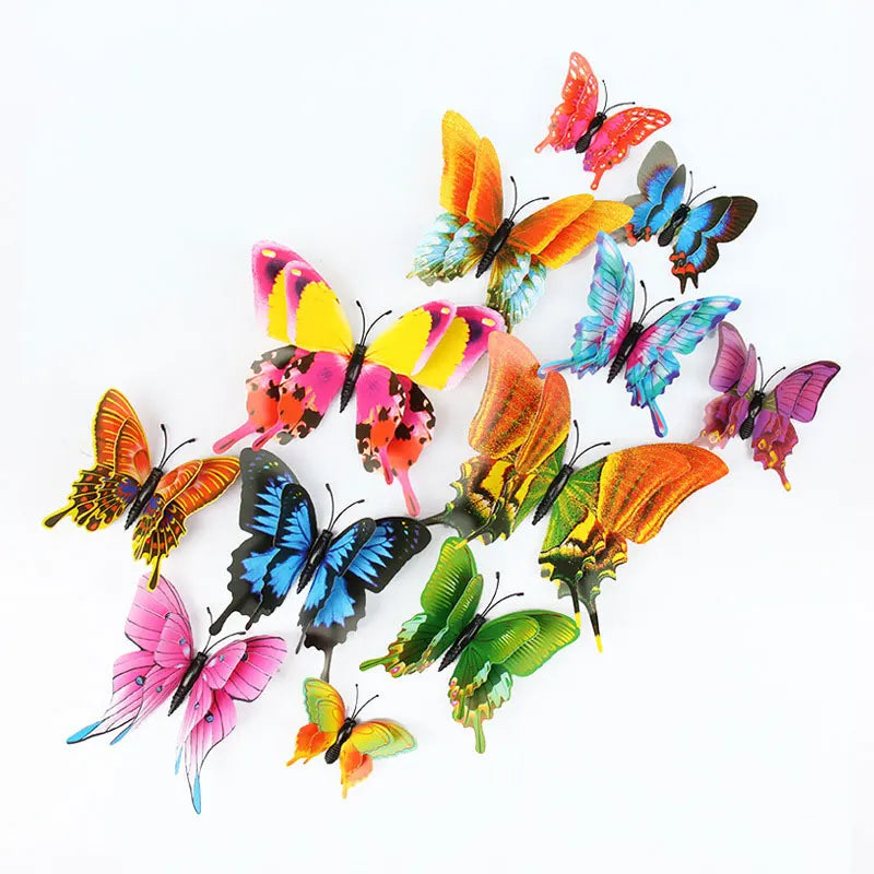 papillons 3d stickers adhésifs colorés rose bleu vert blanc enfants décoration murale brillante chambre