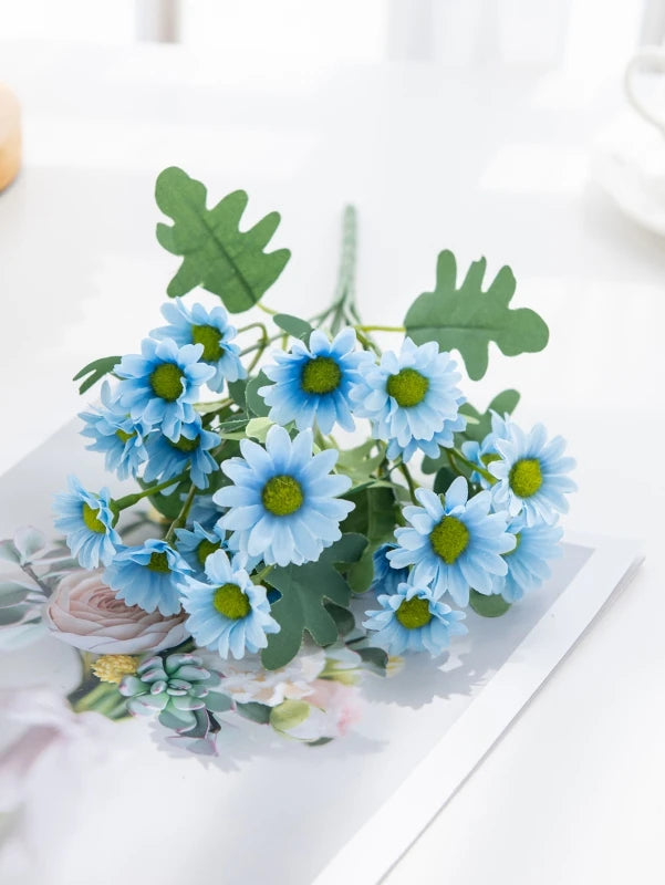 bouquet marguerites artificielles soie classique vases transparents extérieur intérieur mariage anniversaire fêtes