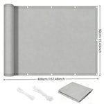 écran confidentialité gris moderne toile imperméable corde pinces uv protection balcon 80x300cm
