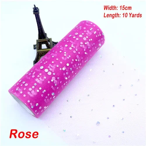tulle paillettes bleu rose vert violet noir blanc 15cm 10yards polyester décoratif mariage anniversaire