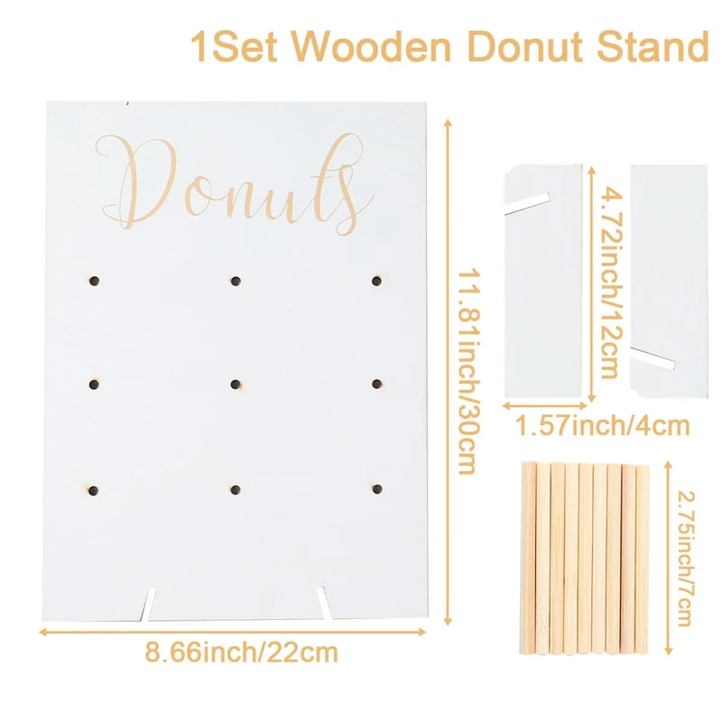 panneau decoratif bois donuts mariage anniversaire baptême decorations desserts festif vintage