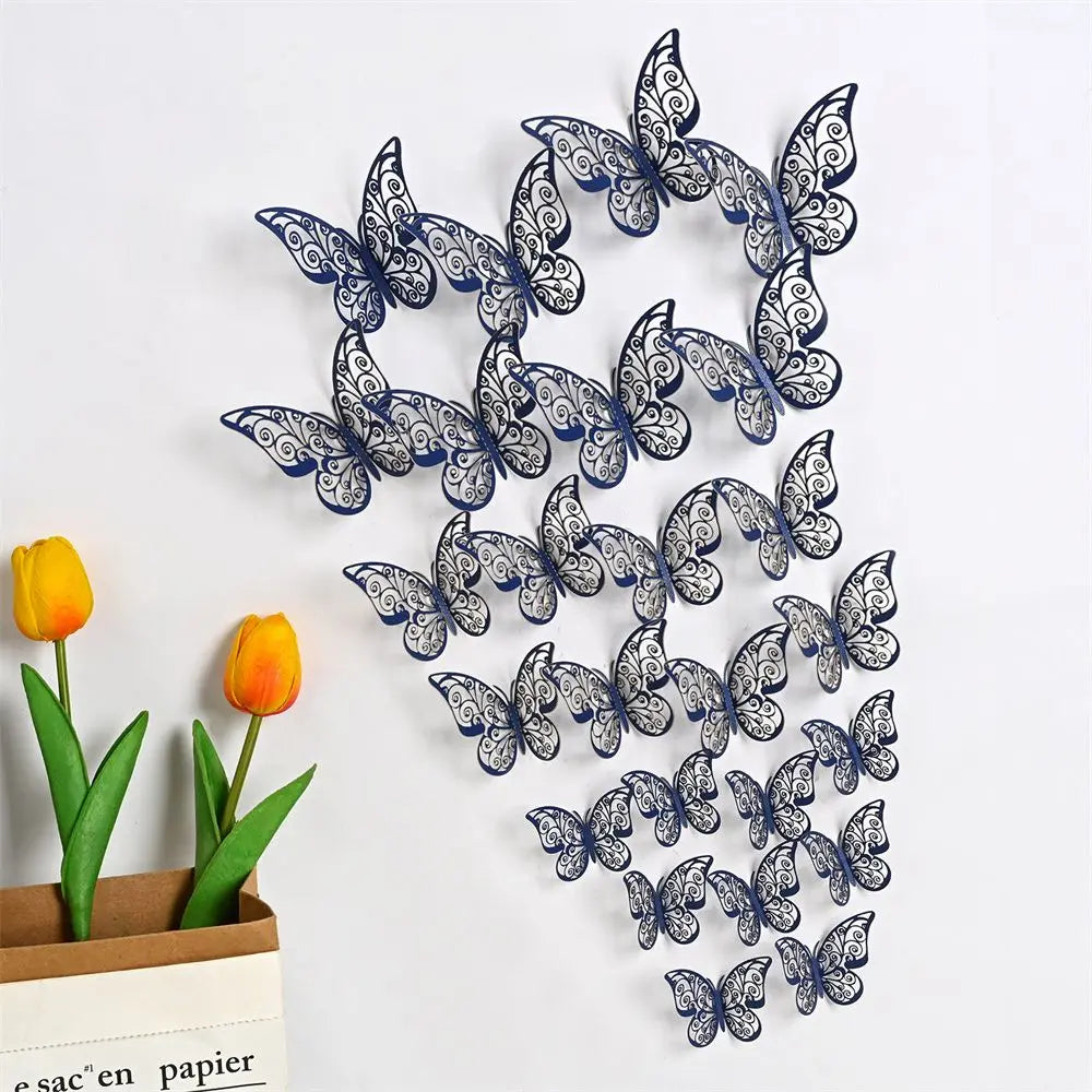 papillons décoratifs transparents artisanal adhésif jaune gris bleu vert rose violet doré rouge blanc