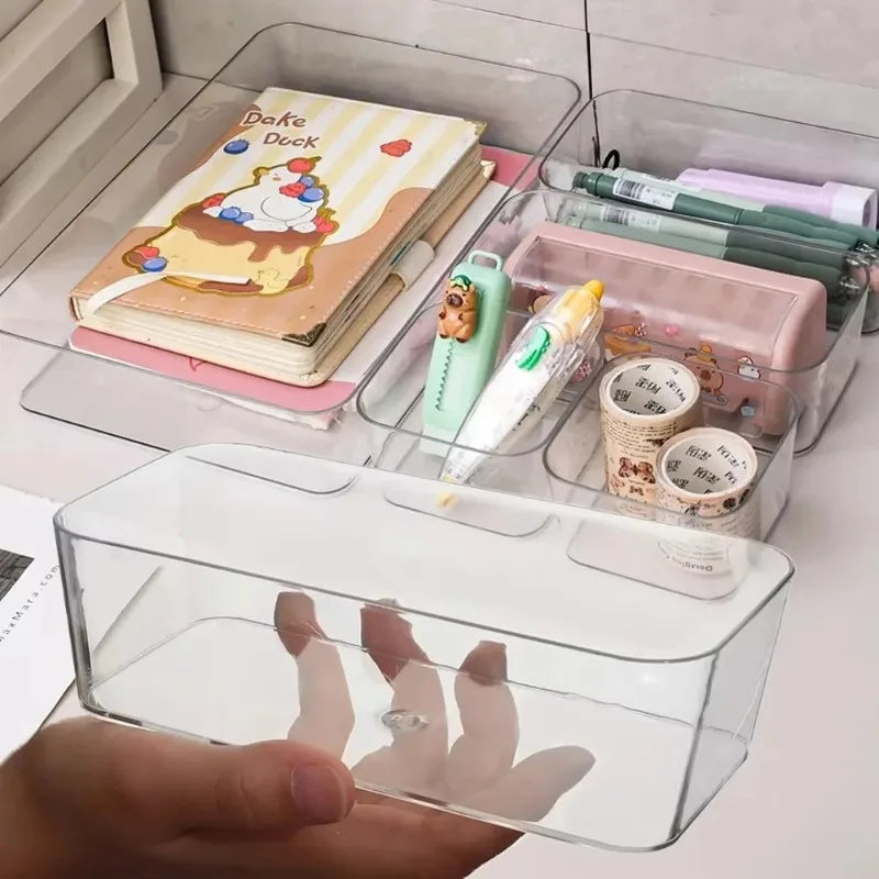 boîtes rangement transparentes modernes réutilisables cosmétiques bijoux papeterie tiroir maquillage minimaliste divers articles