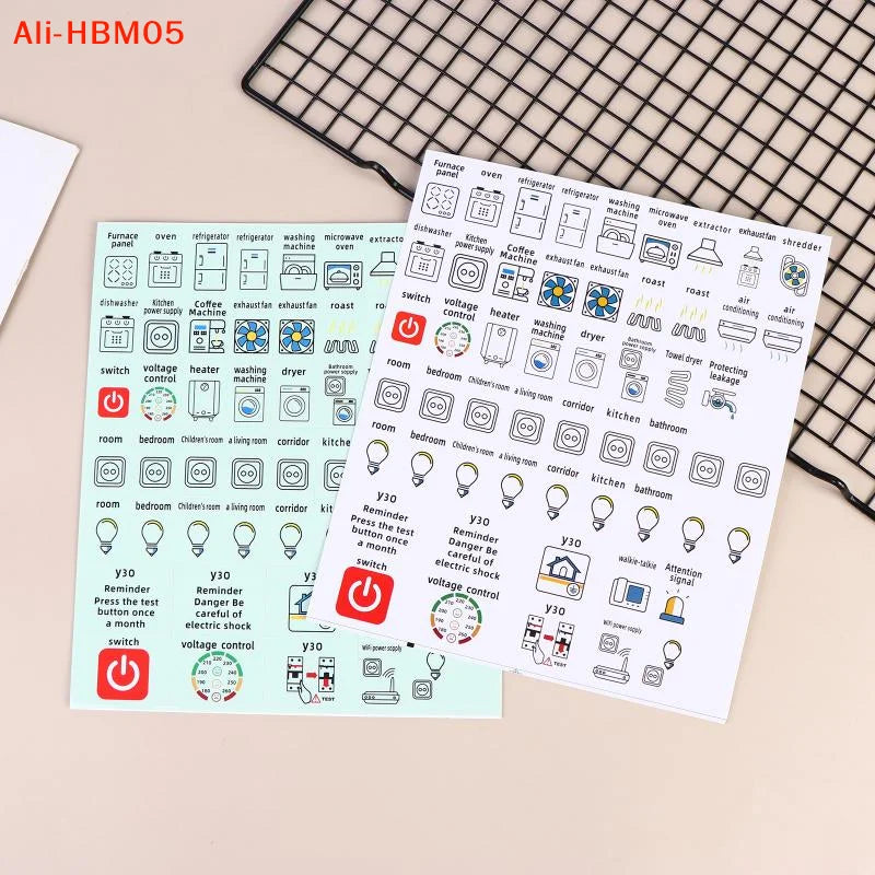 autocollants graphiques icônes électriques jaune bleu clair blanc simples adhésifs pack feuilles pack feuilles