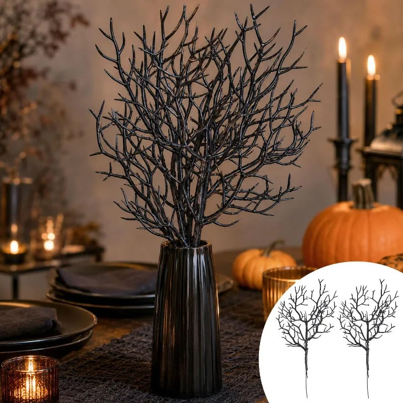 branches artificielles noires décoration halloween intérieur branche naturelle opacité adhésif vase table