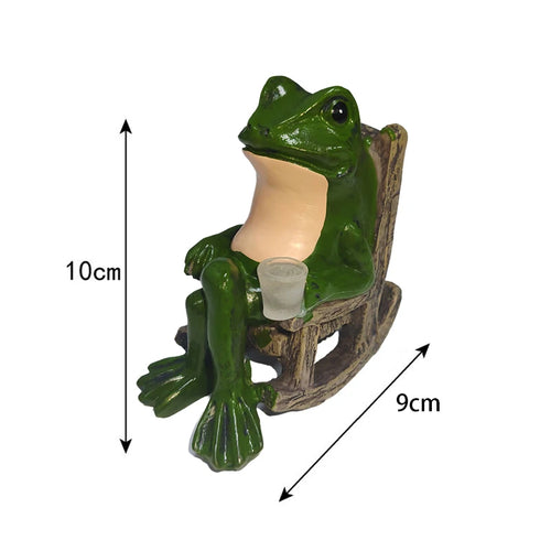 figurine grenouille chaise bascule solaire extérieure led verte réaliste jardin decoextérieur ip44