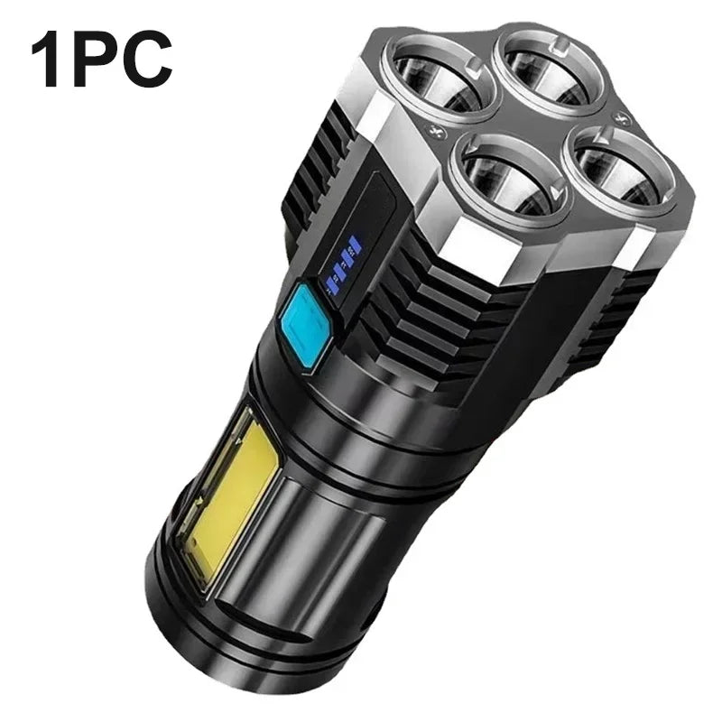 lampe torche noire rechargeable moderne modes lumière cob led haute puissance