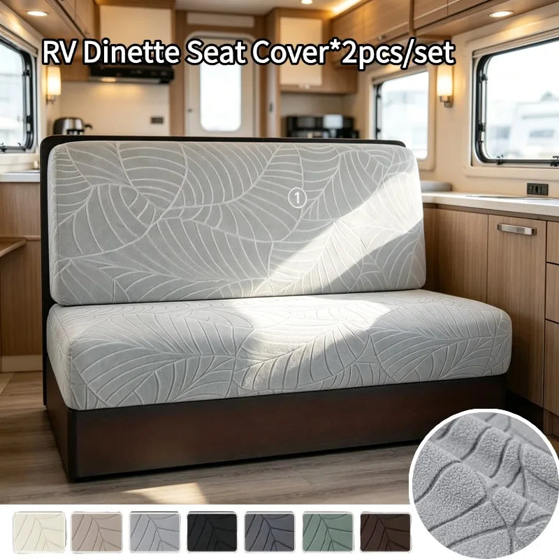 housses siège RV gris motif feuilles texturées anti salissures réutilisables modernesintérieur camping car