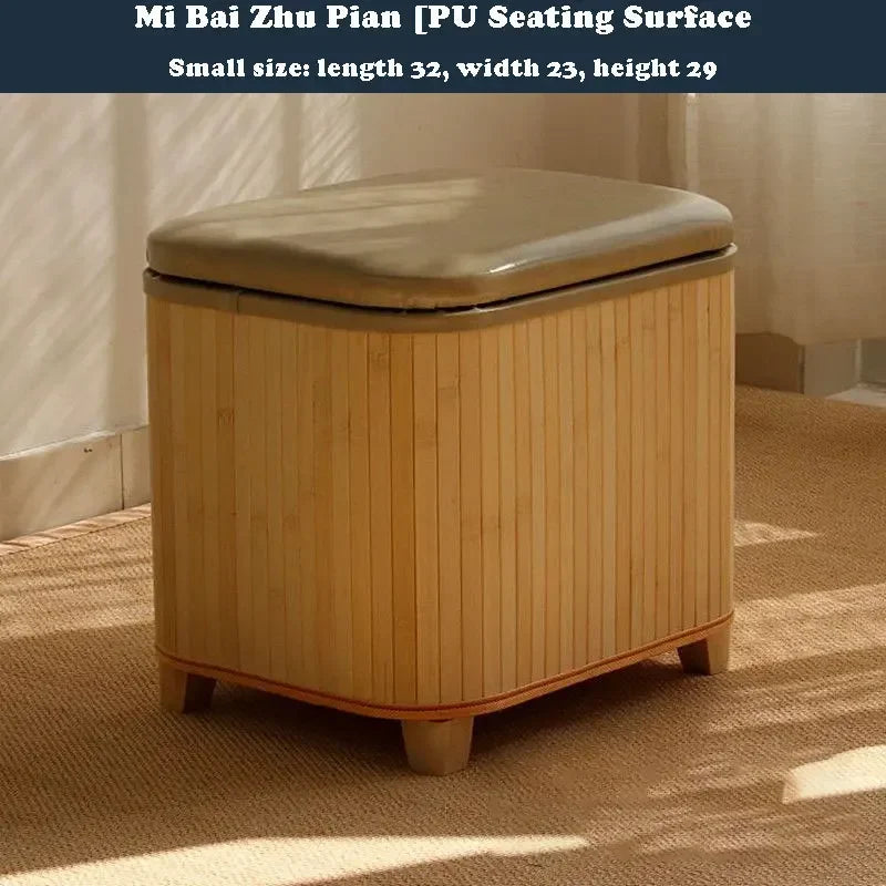 tabouret rangement bois moderne boîte storage couleur brun beige vert blanc