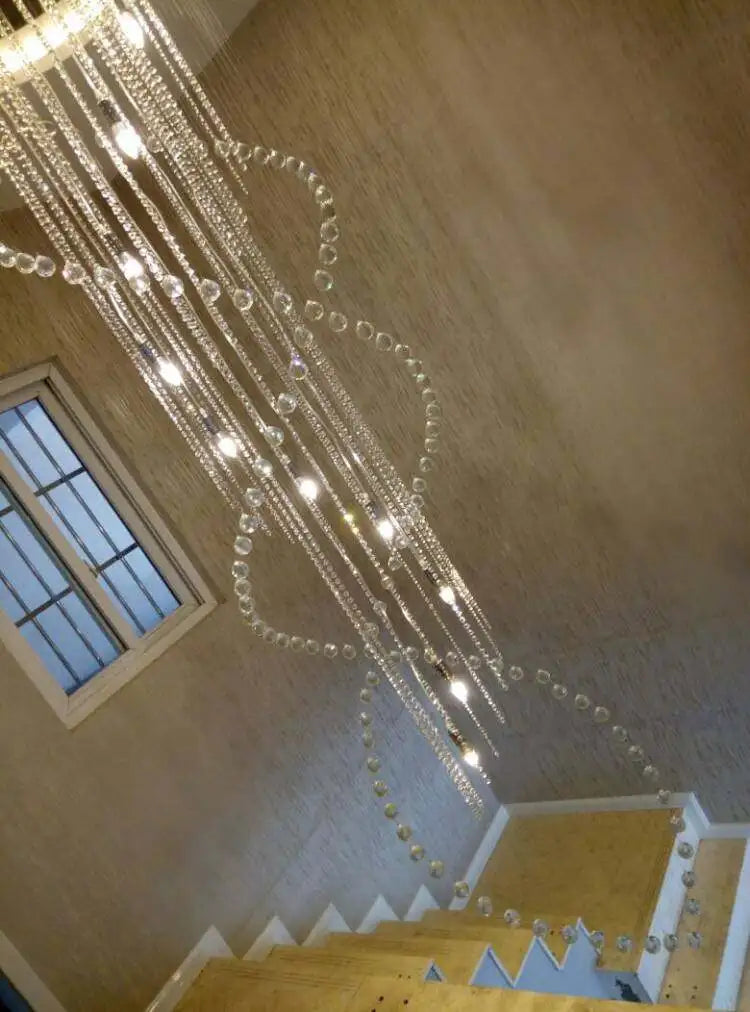 lustre moderne transparent cristal spirale élégant salle salon lumière designinox