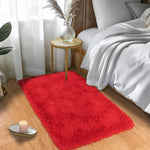 tapis rouge uni peluche moderne 50x80cm confortable antidérapant chambre salon vestibule
