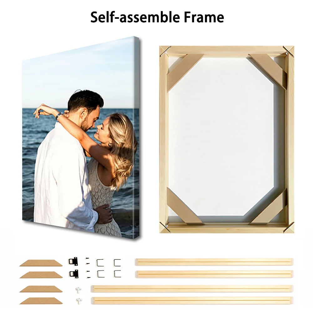 cadre personnalisé photo moderne blanc beige gris qualité supérieure fixé bois