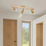 plafonnier bois moderne spots led blanc doré têtes(touches)