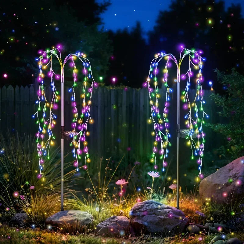 guirlande lumineuse solaire multicolore moderne clips waterproof extérieure led jardin décoration filaments fins