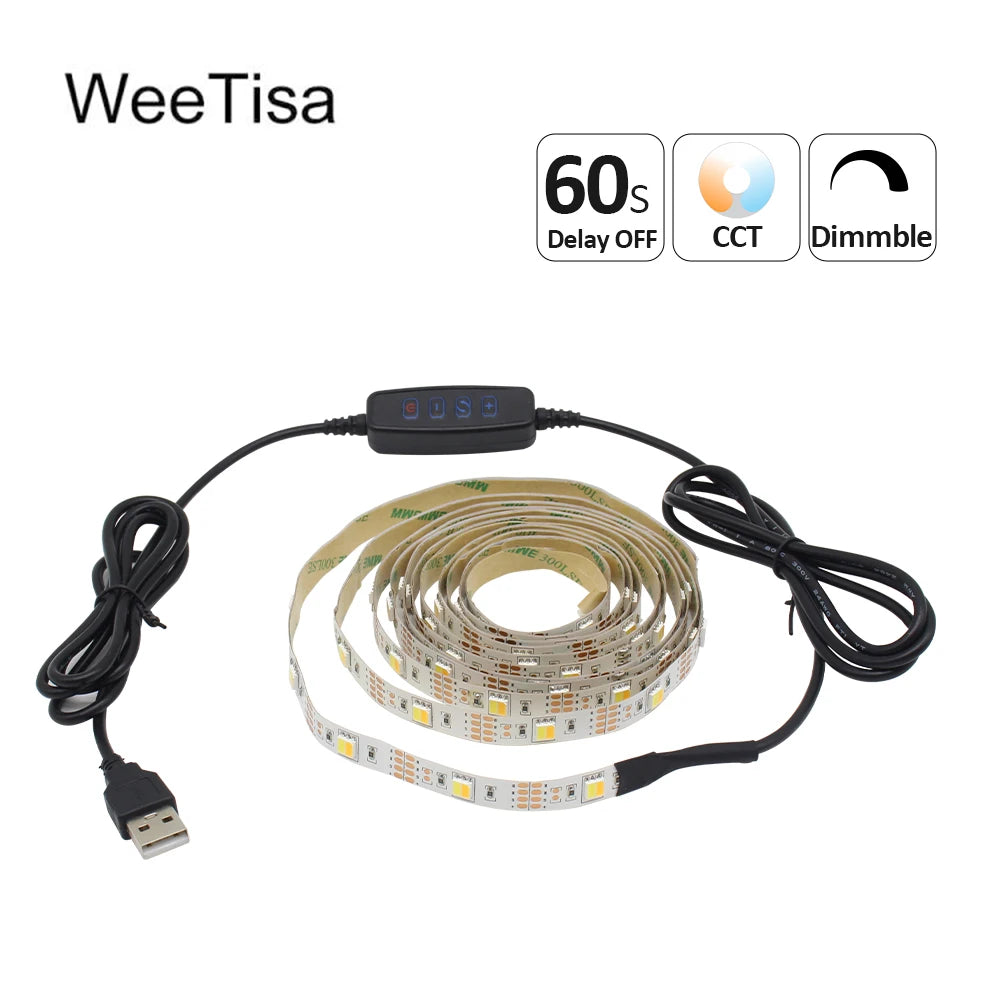 ruban led flexible 5v usb blanc chaud froid 3000k 6000k moderne salon décoration