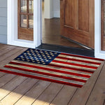 tapis sol antidérapant drapeau américain rayures bois étoiles dorées bleu marine rouge vintage
