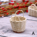 paniers tissés bambou rustique poignées tissu nature animaux collection miniature decoration