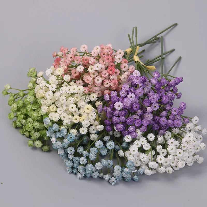 bouquet fleurs artificielles plastique blanc rose vert bleu violet modernes décoration intérieure maison salon