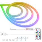 tube néon flexible multicolore réticulé moderne clips télécommande câble usb led rgb