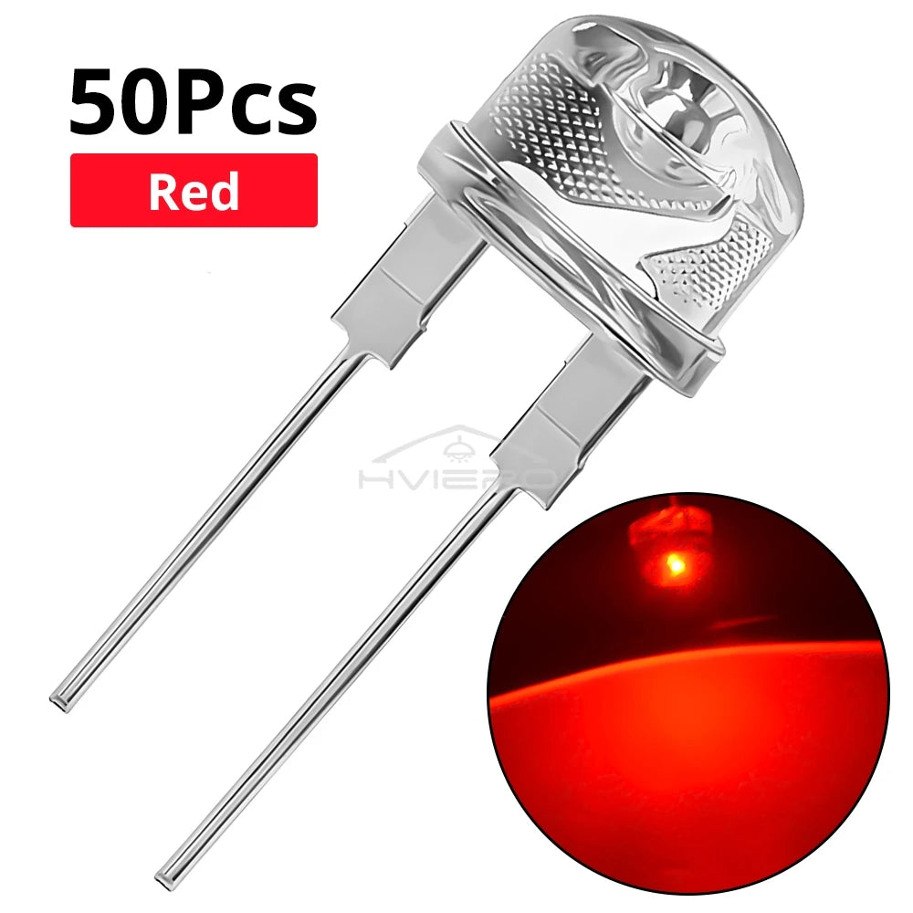 diodes led bleu vert rouge jaune blanc moderne transparents 8mm 50pcs