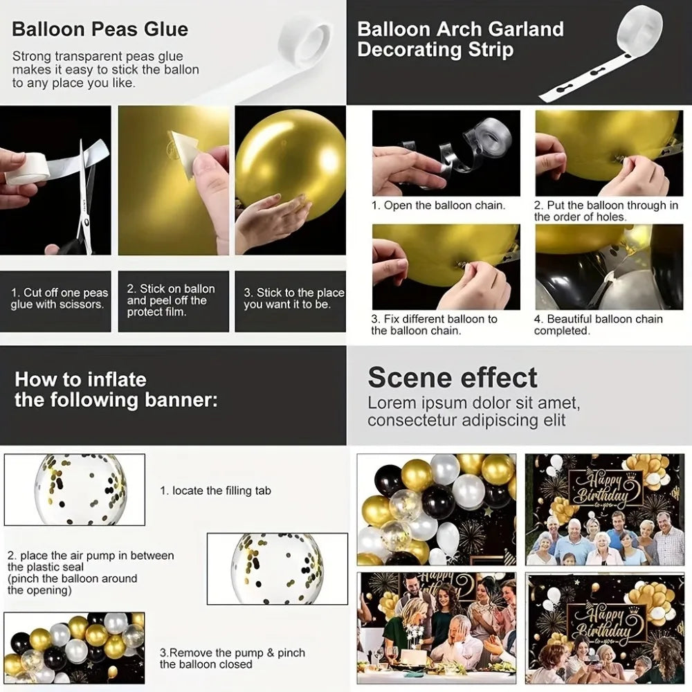 Détail ballon aluminium or guirlande fête