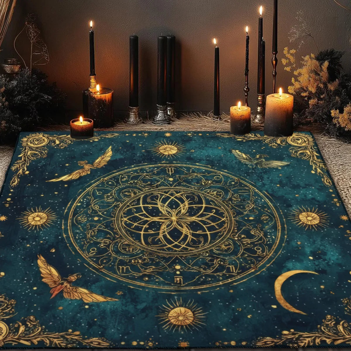 tapis astrologiques motifs magiques tarot divination esoterique decoratif quartz amethyste