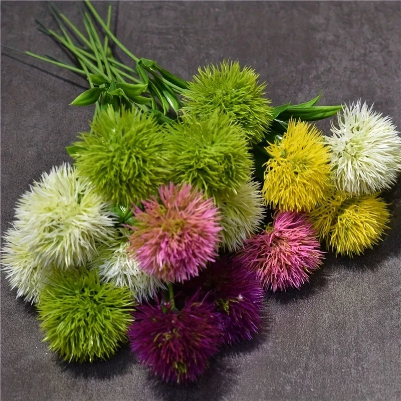 décoration intérieure fleurs artificielles dandelion bouquet moderne anniversaire mariage vert jaune blanc rose