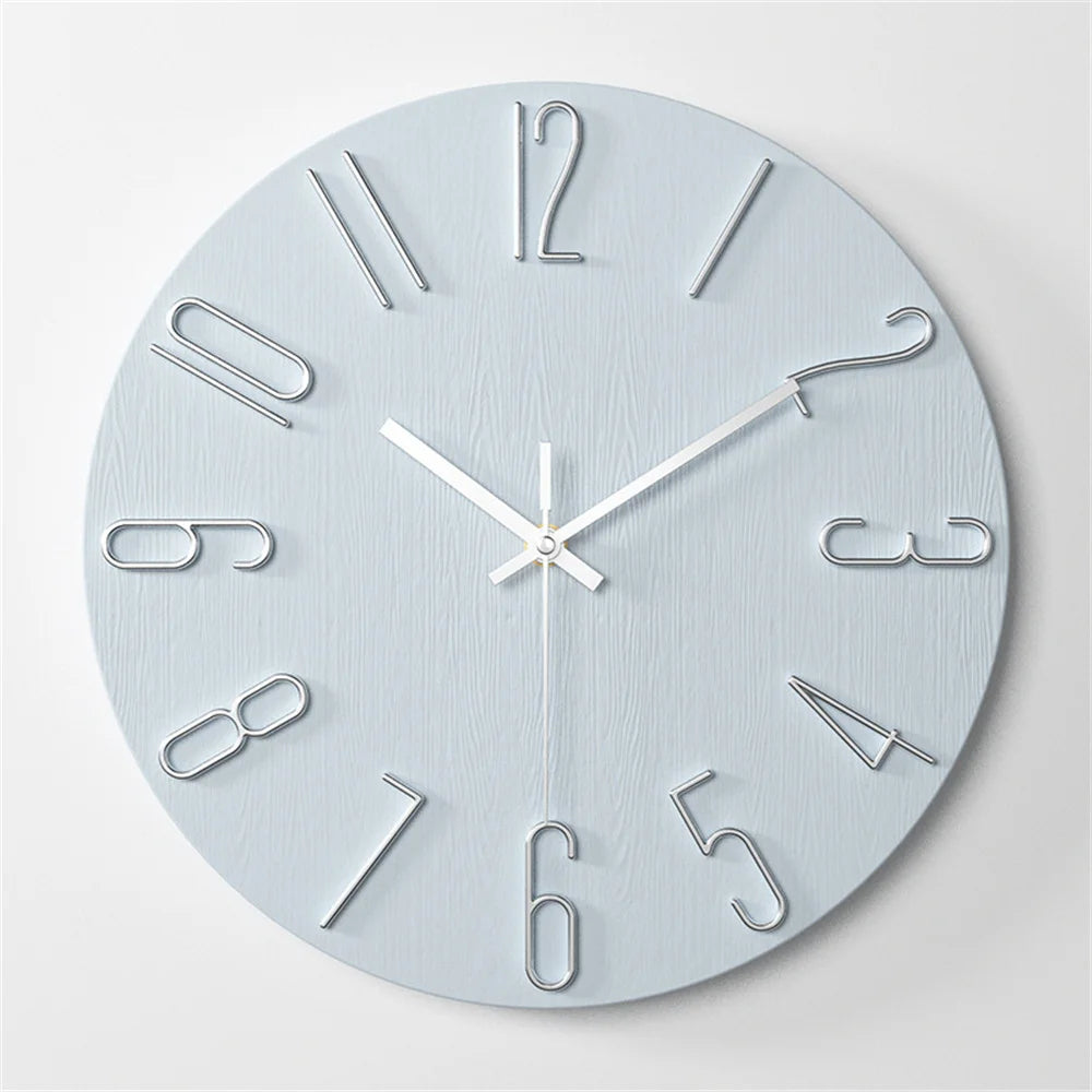 horloge murale moderne quartz aiguille boisée noir blanc minimaliste chambre salon