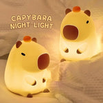 veilleuse capybara mignonne lumiere douce enfantine couleur beige jaune orange pomme