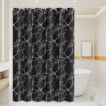 rideau douche géométrique marbre noir moderne éva respectueux environnement