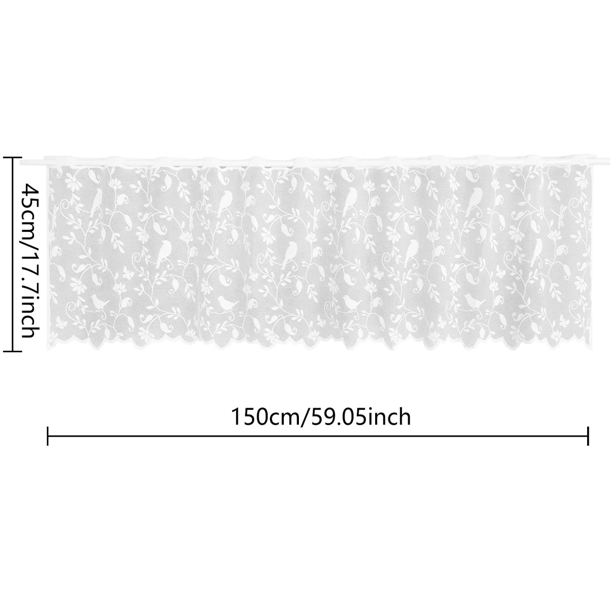 rideau blanc floral oiseaux transparent classique 45x150cm maison